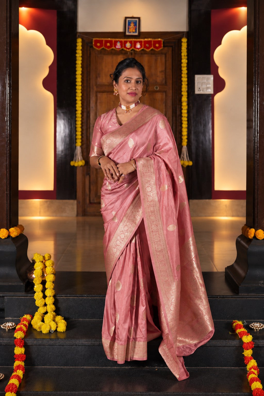 Banarasiya Banarasi Silk Saree in Baby Pink