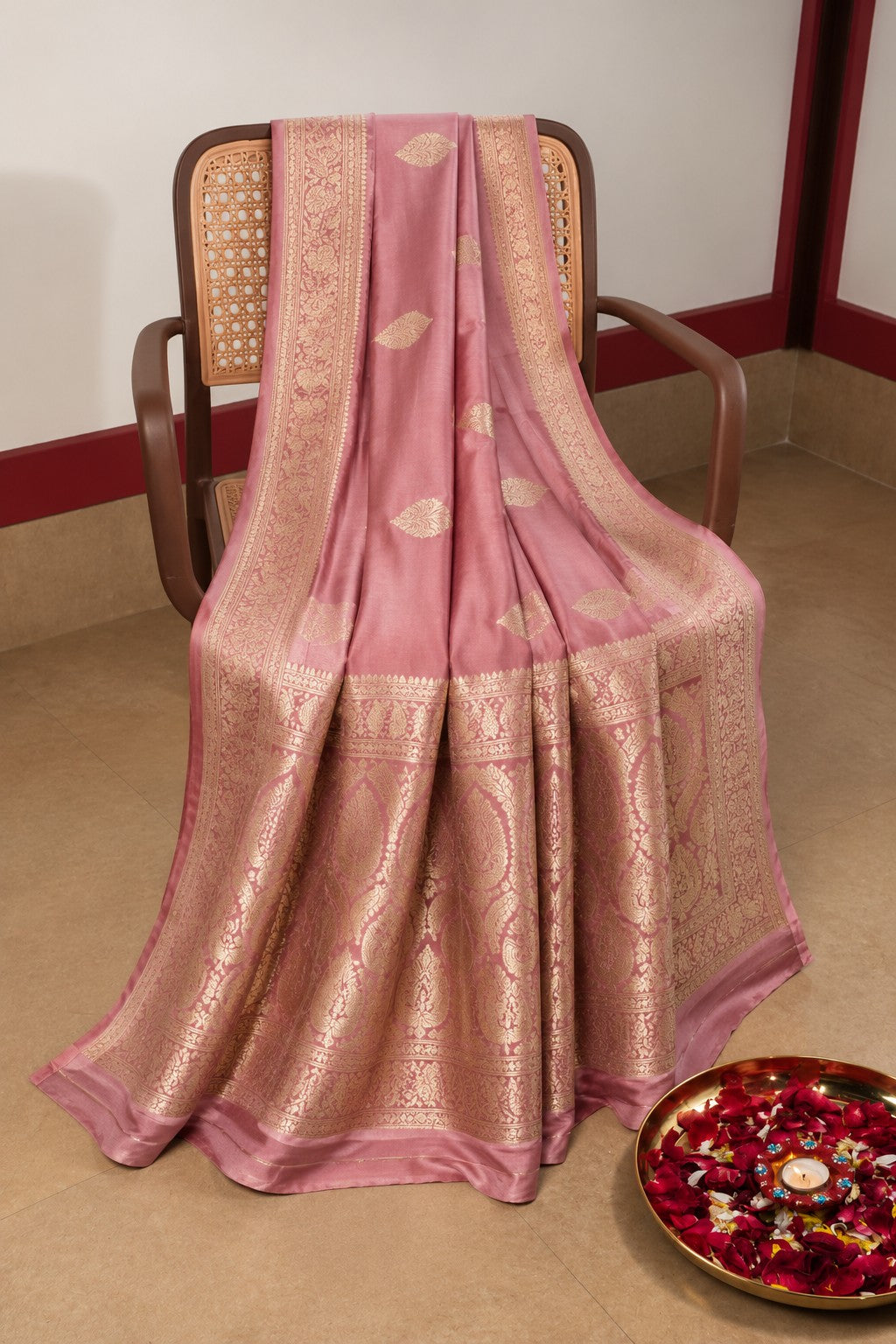Banarasiya Banarasi Silk Saree in Baby Pink