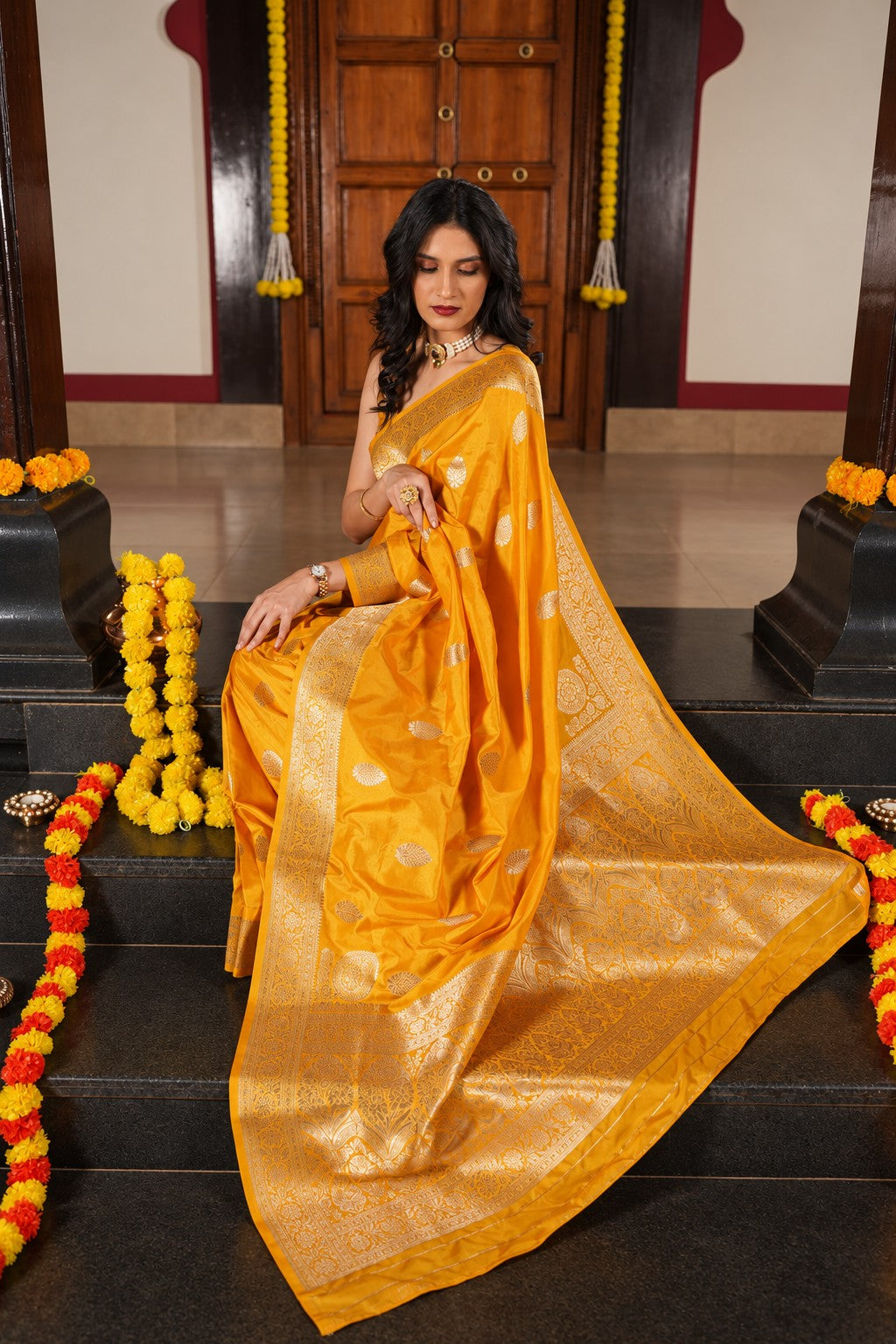 Banarasiya Banarasi Silk Saree in Yellow