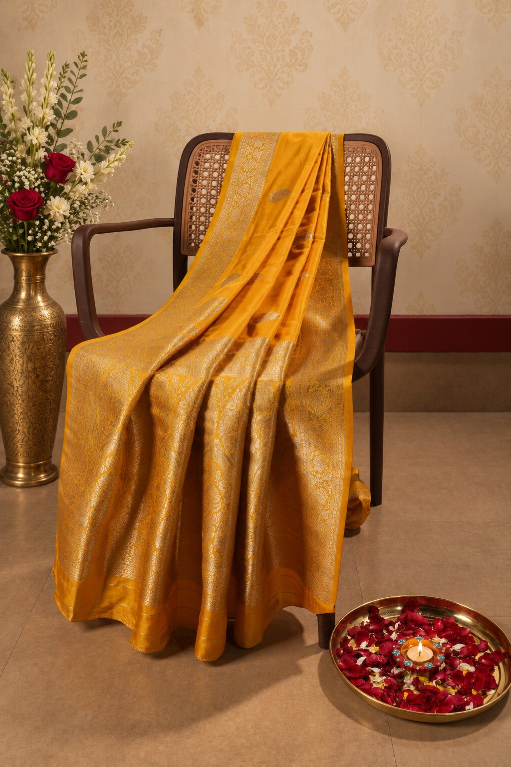 Banarasiya Banarasi Silk Saree in Yellow