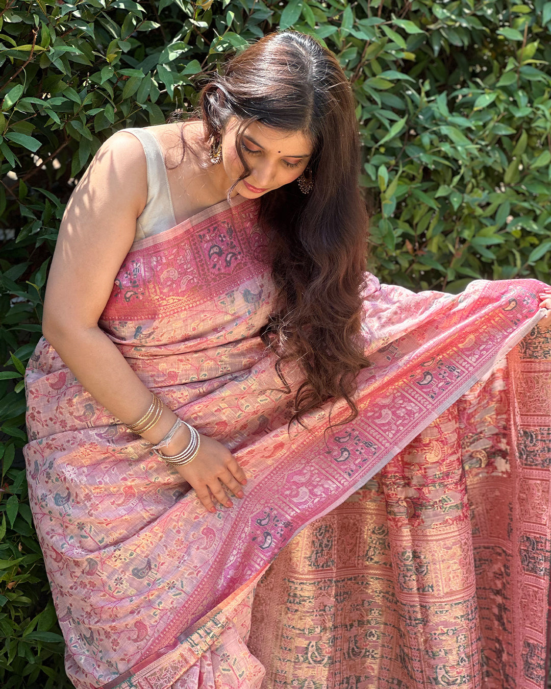 Pinjra | Paithani Print Cotton Silk Saree