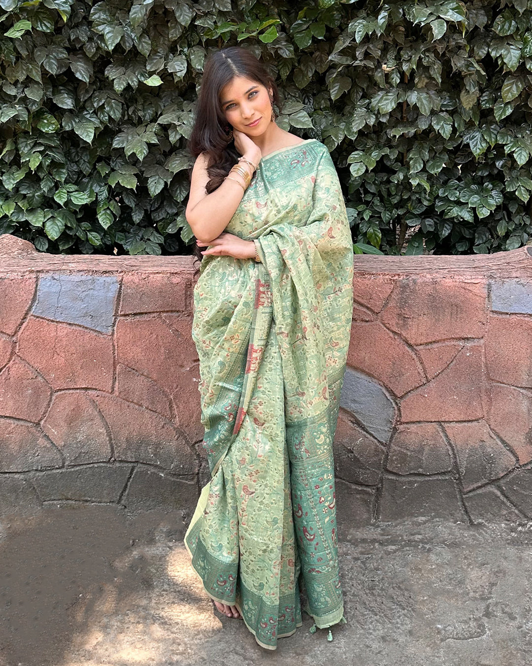 Pinjra | Paithani Print Cotton Silk Saree