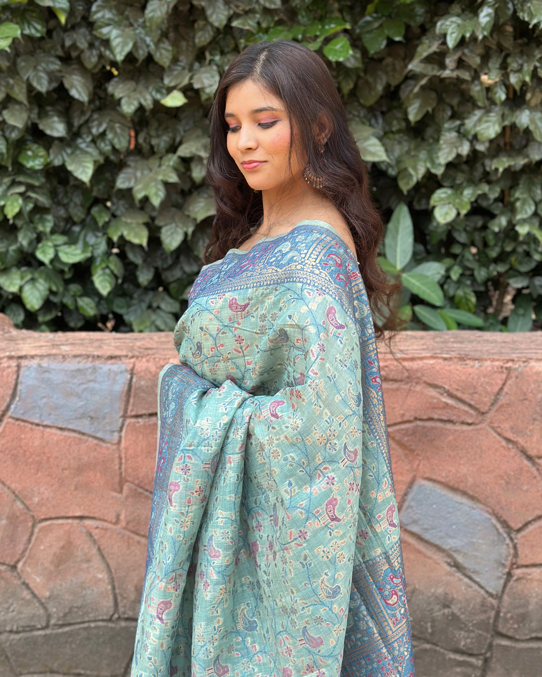 Pinjra | Paithani Print Cotton Silk Saree