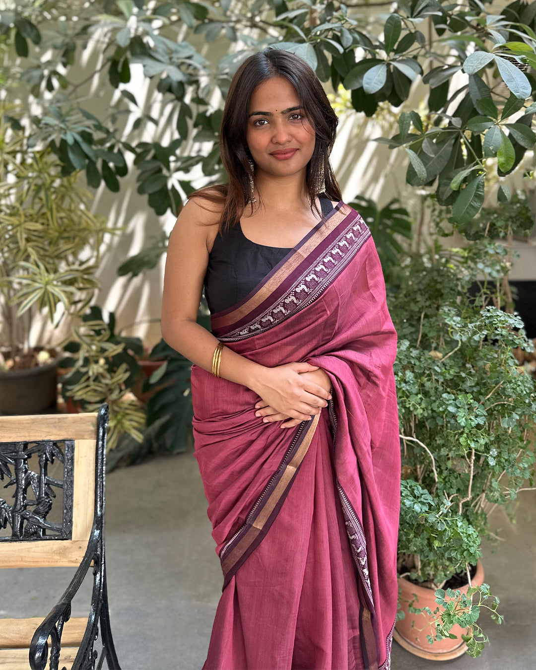 Bhumika | Small Peacock Border Cambric Silk Saree
