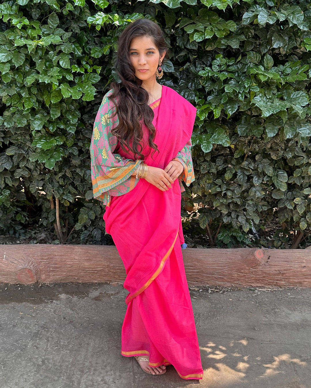 Soumya Gold | Plain Mul Cotton Saree with Gold Border