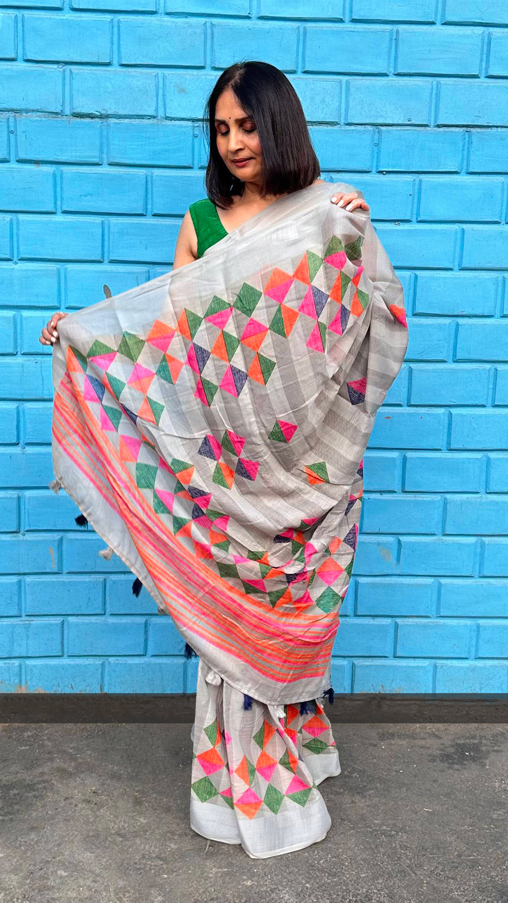Geometric Vibes | Blend of Cotton and Linen Saree