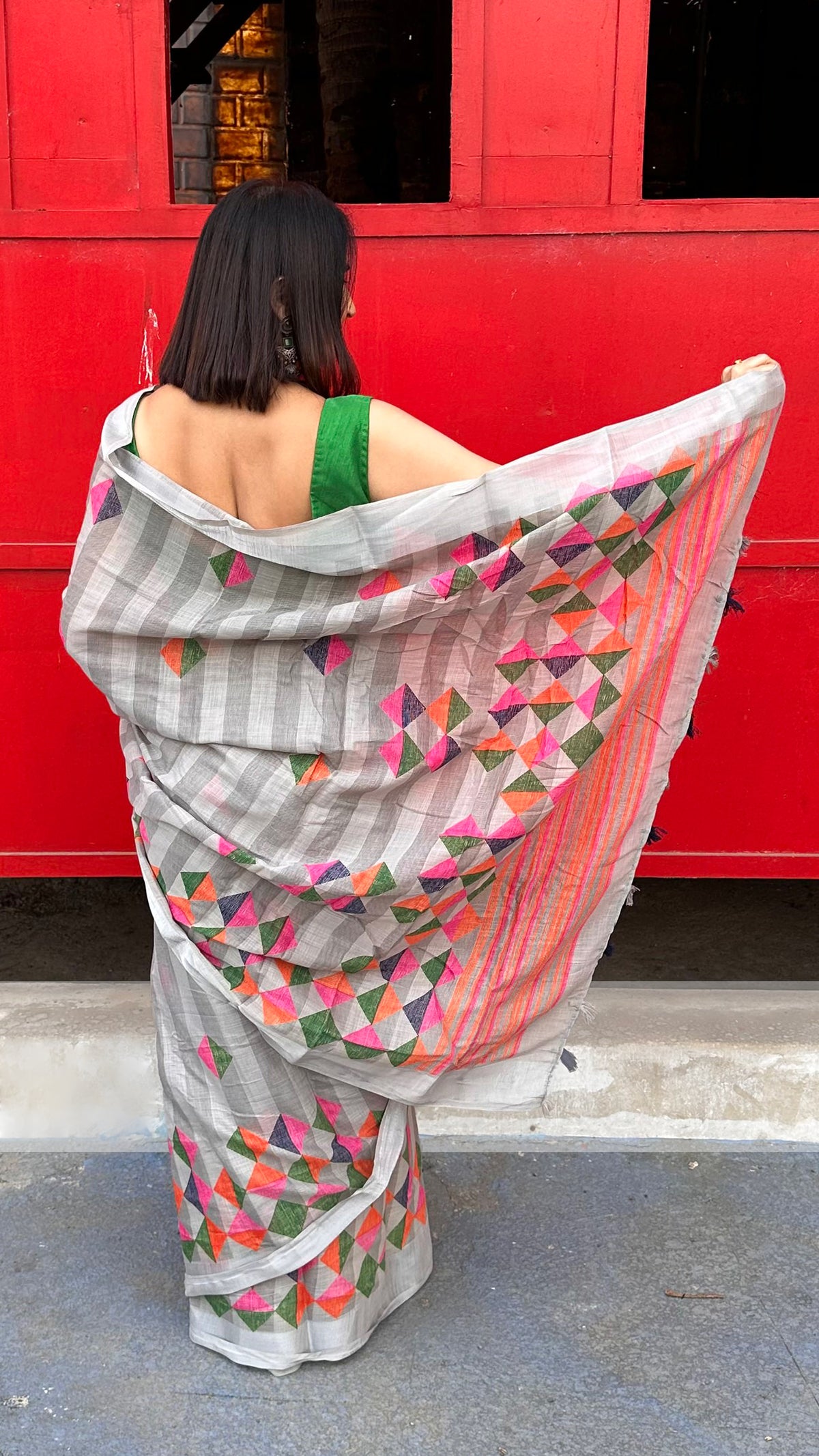 Geometric Vibes | Blend of Cotton and Linen Saree
