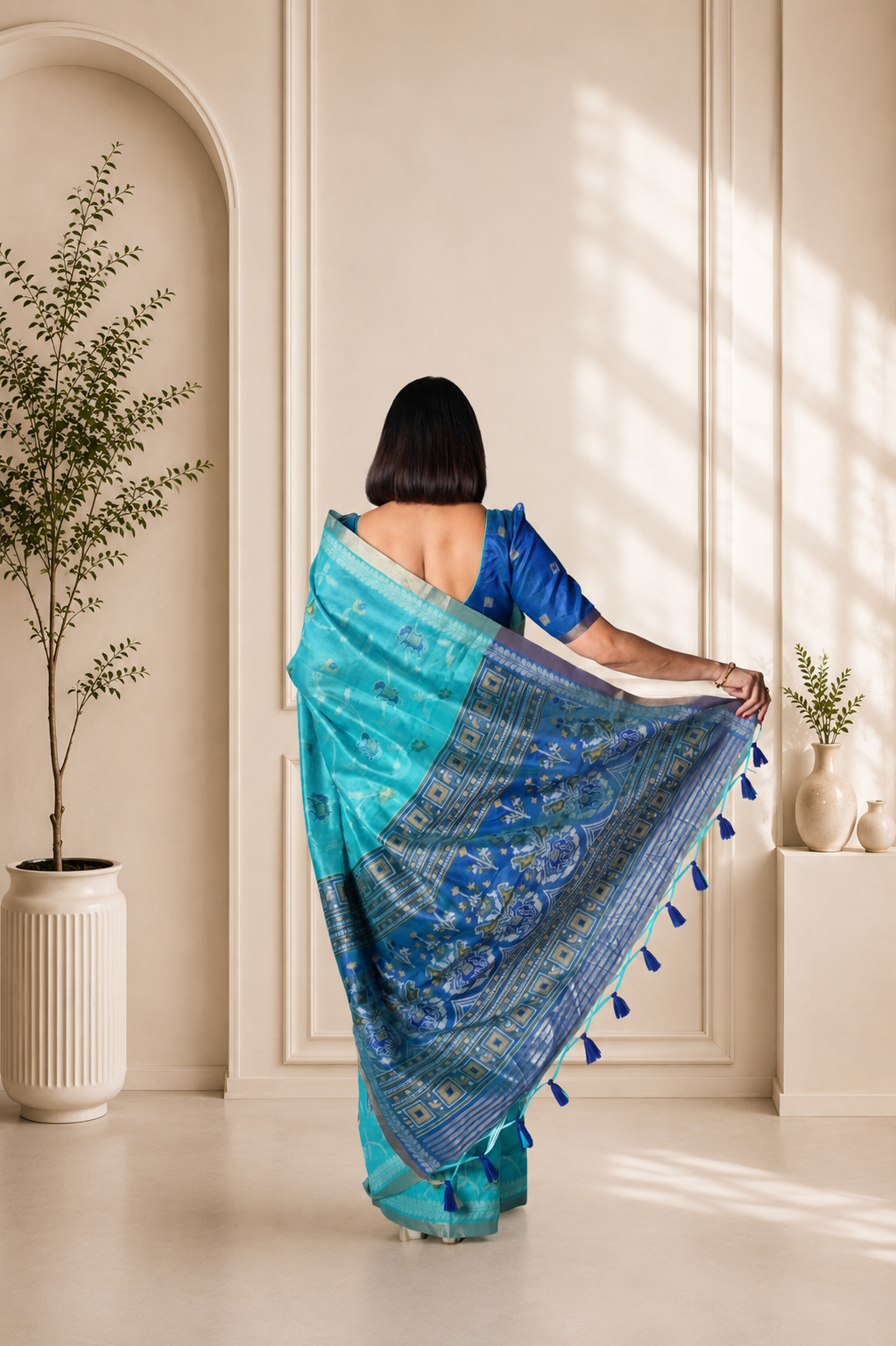 Pinjara jari | Tusser Cotton Silk Saree