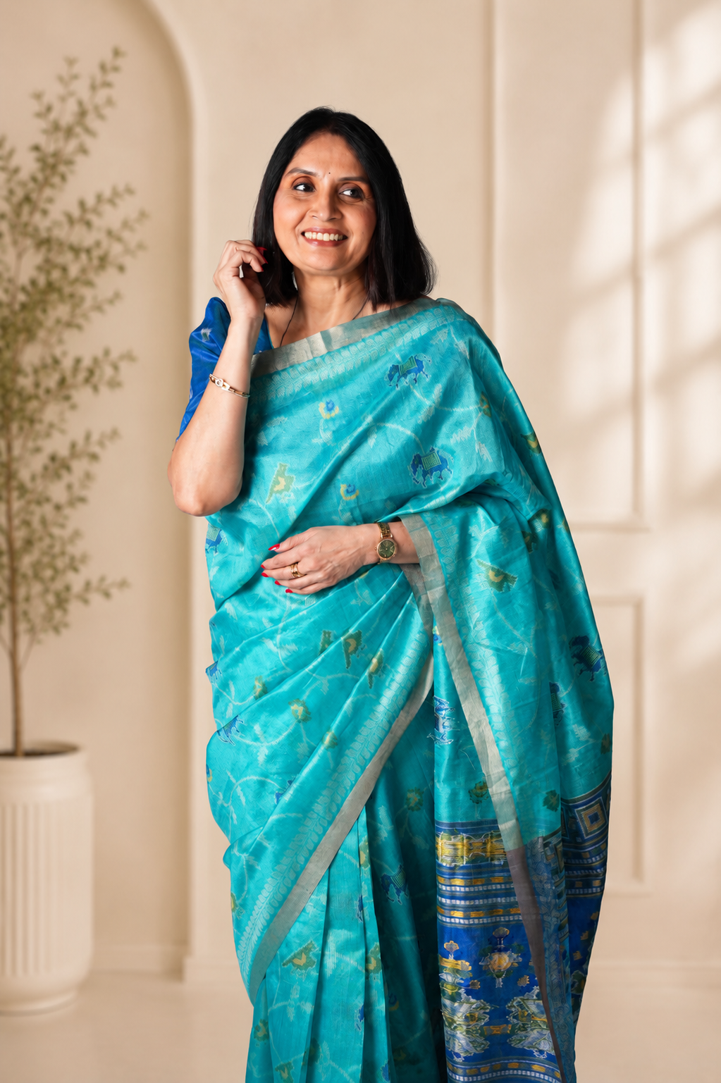 Pinjara jari | Tusser Cotton Silk Saree