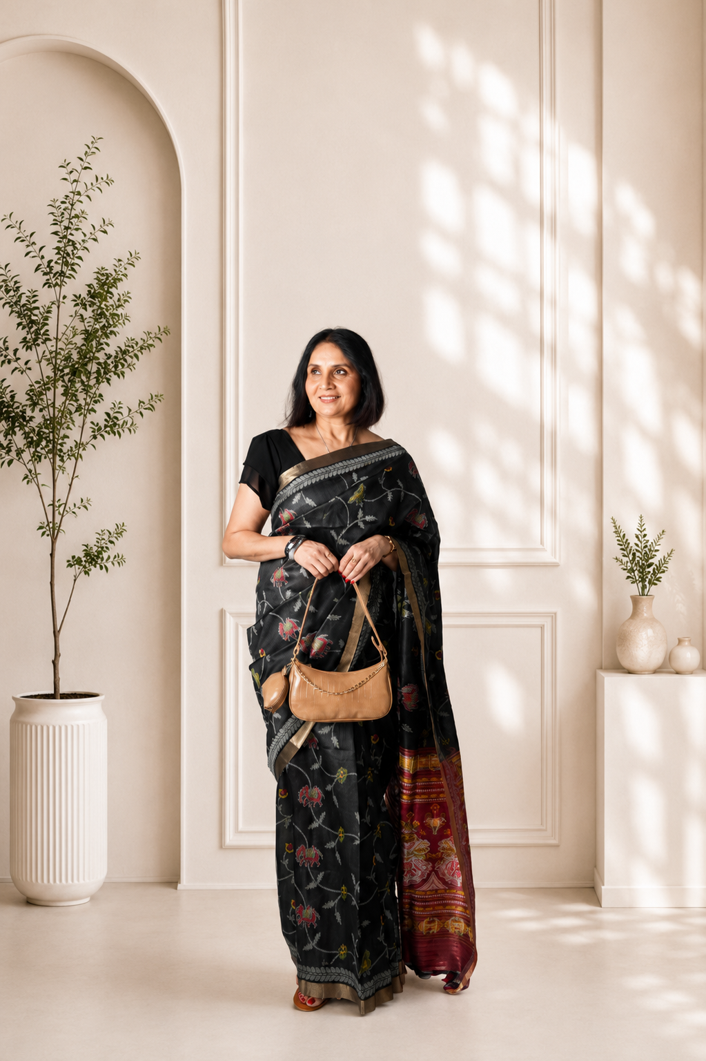 Pinjara jari | Tusser Cotton Silk Saree