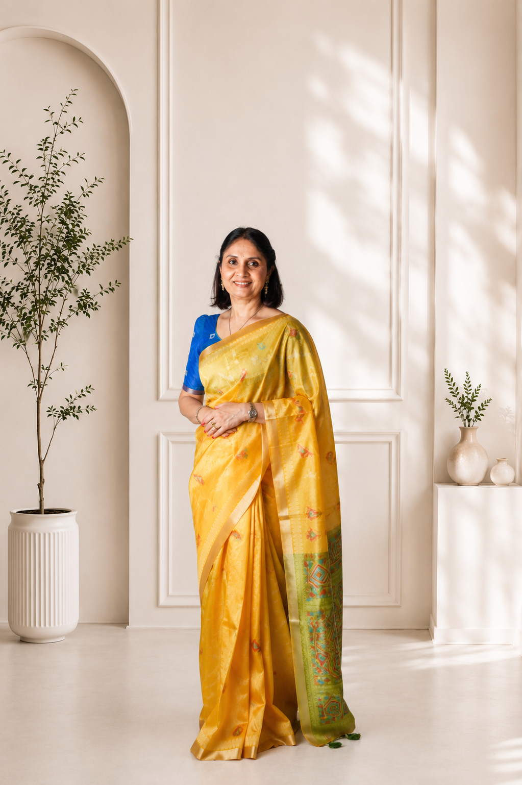 Pinjara jari | Tusser Cotton Silk Saree