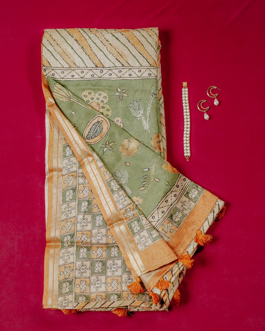 Kaatha Wavy | Tissue Cotton Yellow Saree