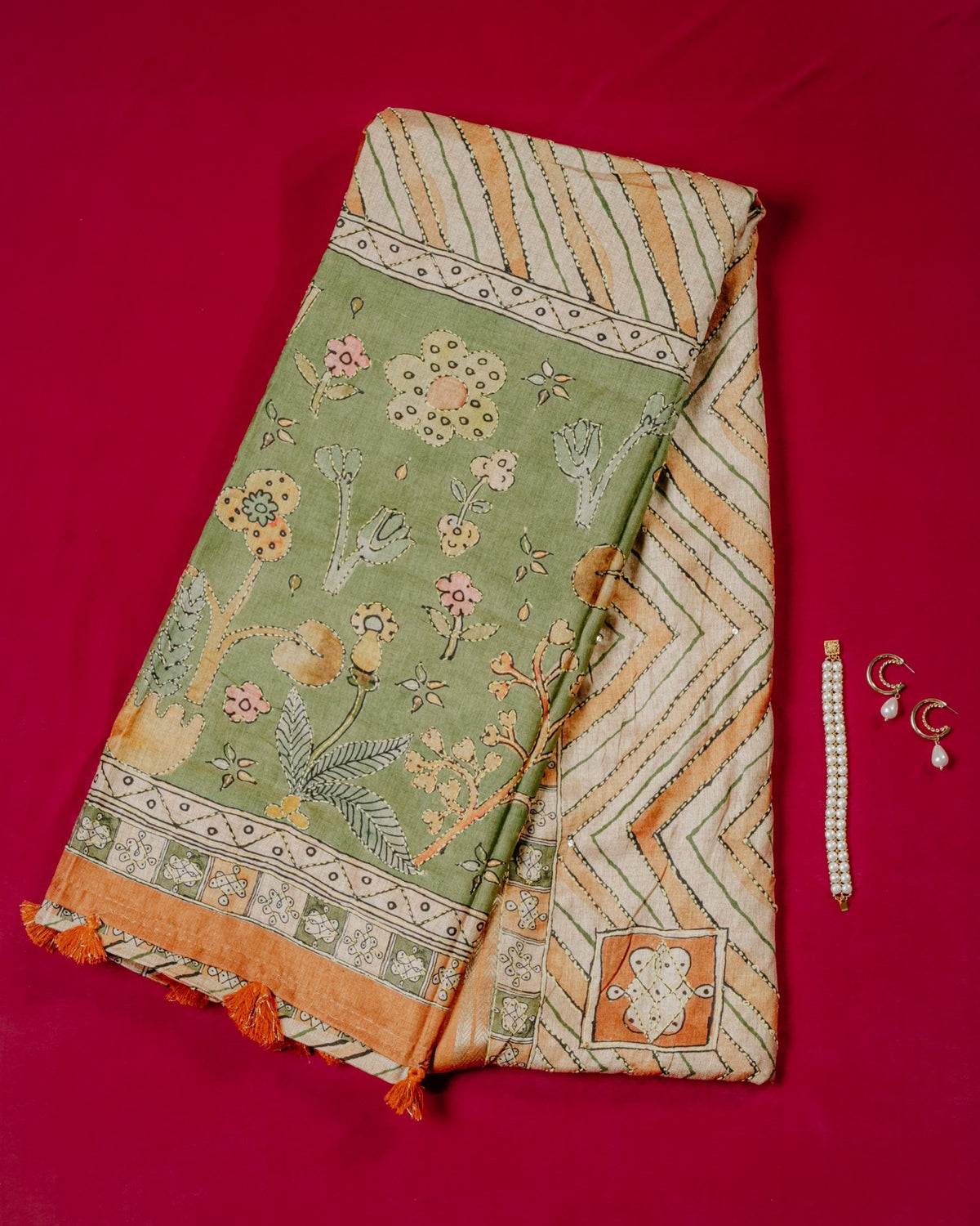 Kaatha Wavy | Tissue Cotton Yellow Saree