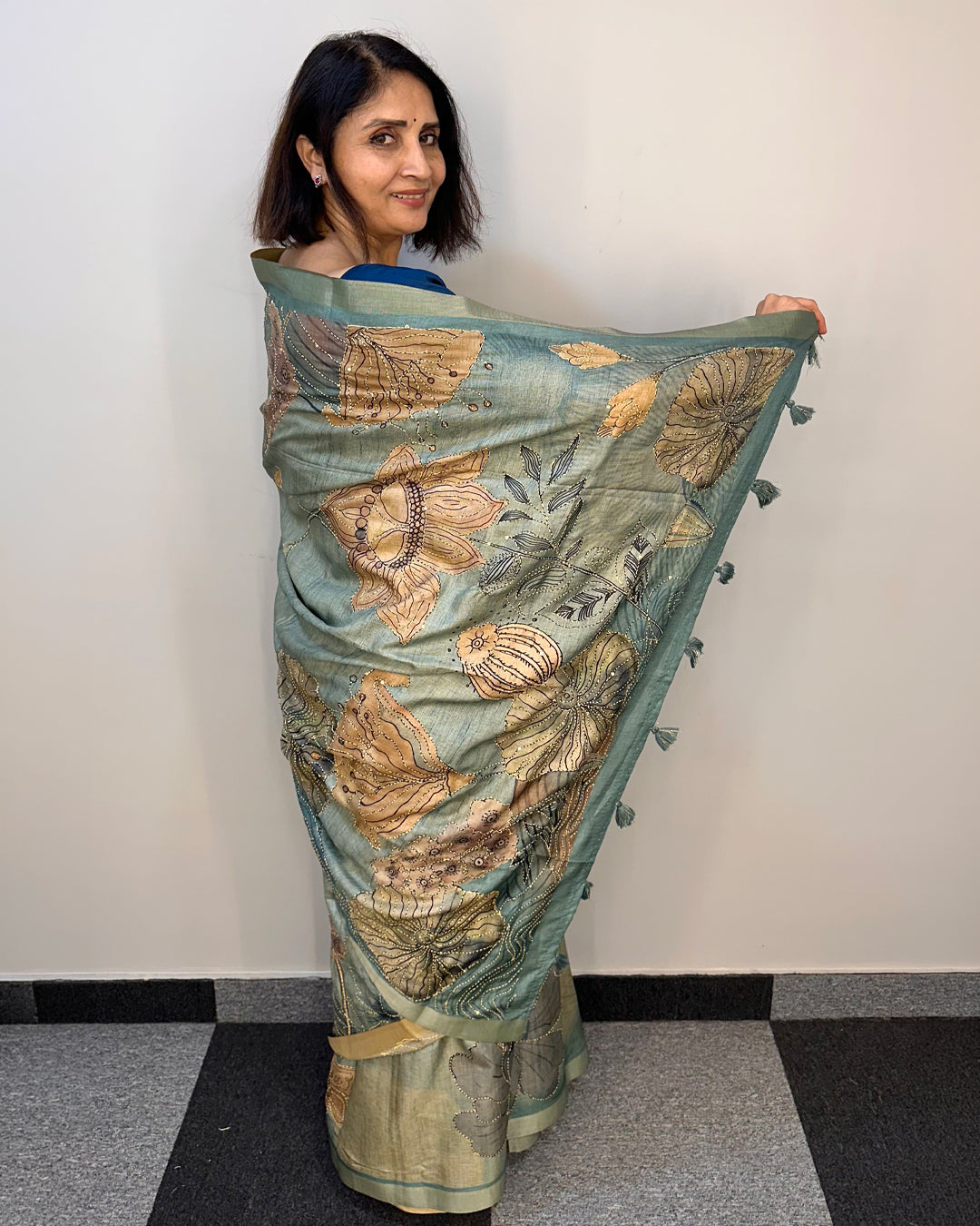 Kaatha Flower | Tissue Cotton Saree