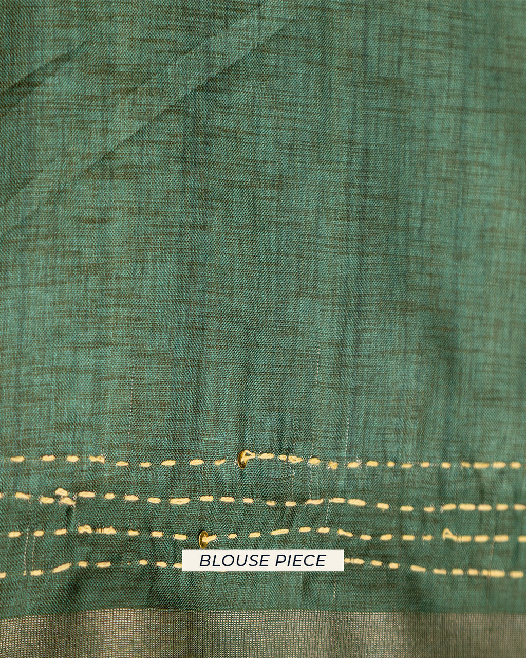 Coordinating Bottle Green unstitched blouse piece fabric for the Rajathee Saree botanical narrative collection.