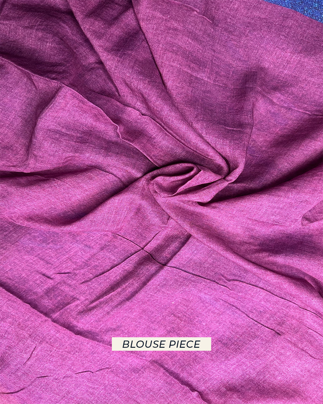 Matching pink unstitched blouse piece fabric with a soft, breathable texture for the Rajathee Saree Blue Mul Cotton collection.
