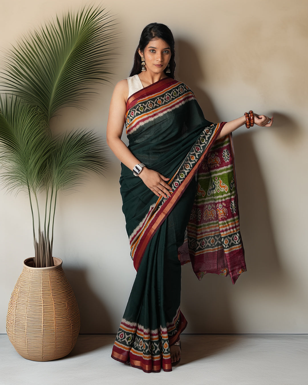 Proper Patola | Patola Border Cambric Silk Saree