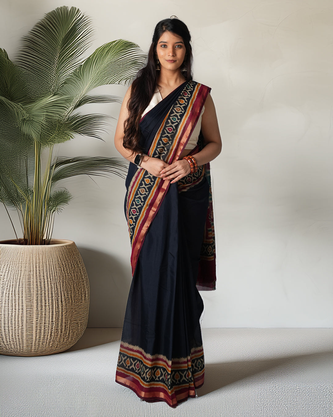 Proper Patola | Patola Border Cambric Silk Saree