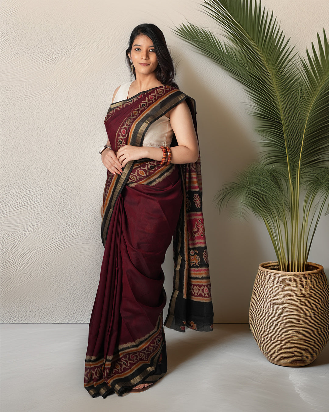 Proper Patola | Patola Border Cambric Silk Saree