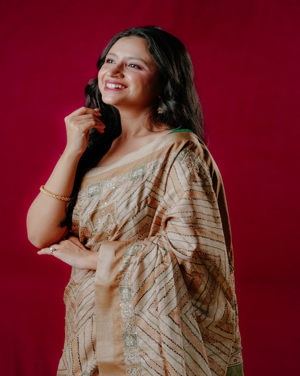 Kaatha Wavy | Tissue Cotton Yellow Saree