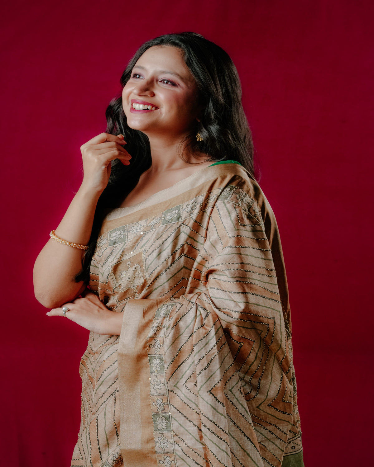 Kaatha Wavy | Tissue Cotton Yellow Saree