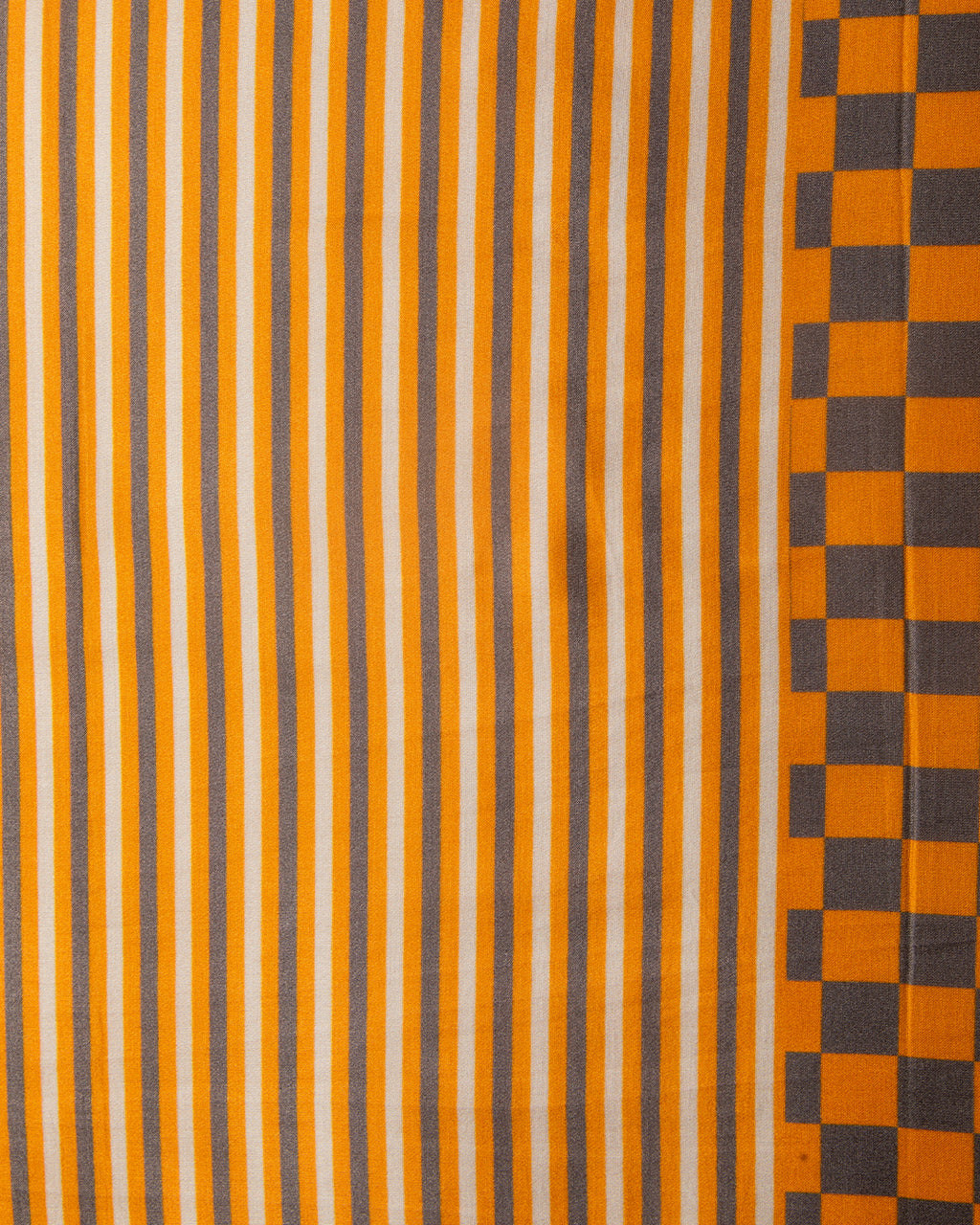 Close-up of the intricate Mustard Yellow and charcoal grey checkered grid on premium Modal Silk fabric.