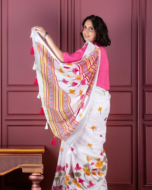 Chandani | Pankhuri Mul Cotton Saree - Rajathee Sarees