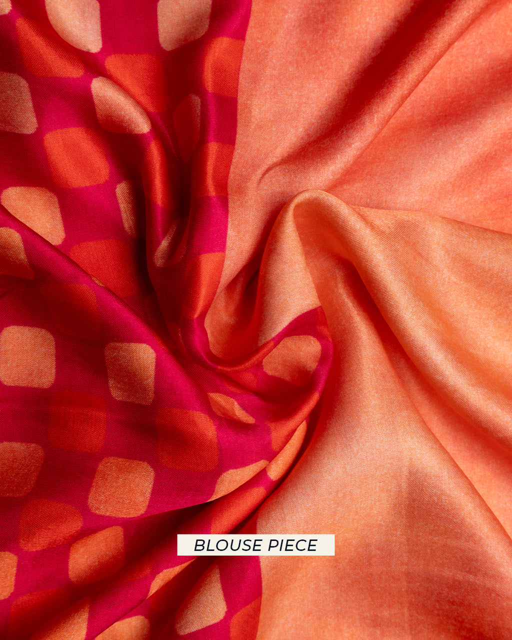 Matching Crimson Red Modal Satin unstitched blouse piece fabric with a glossy finish and modern checkered pattern.